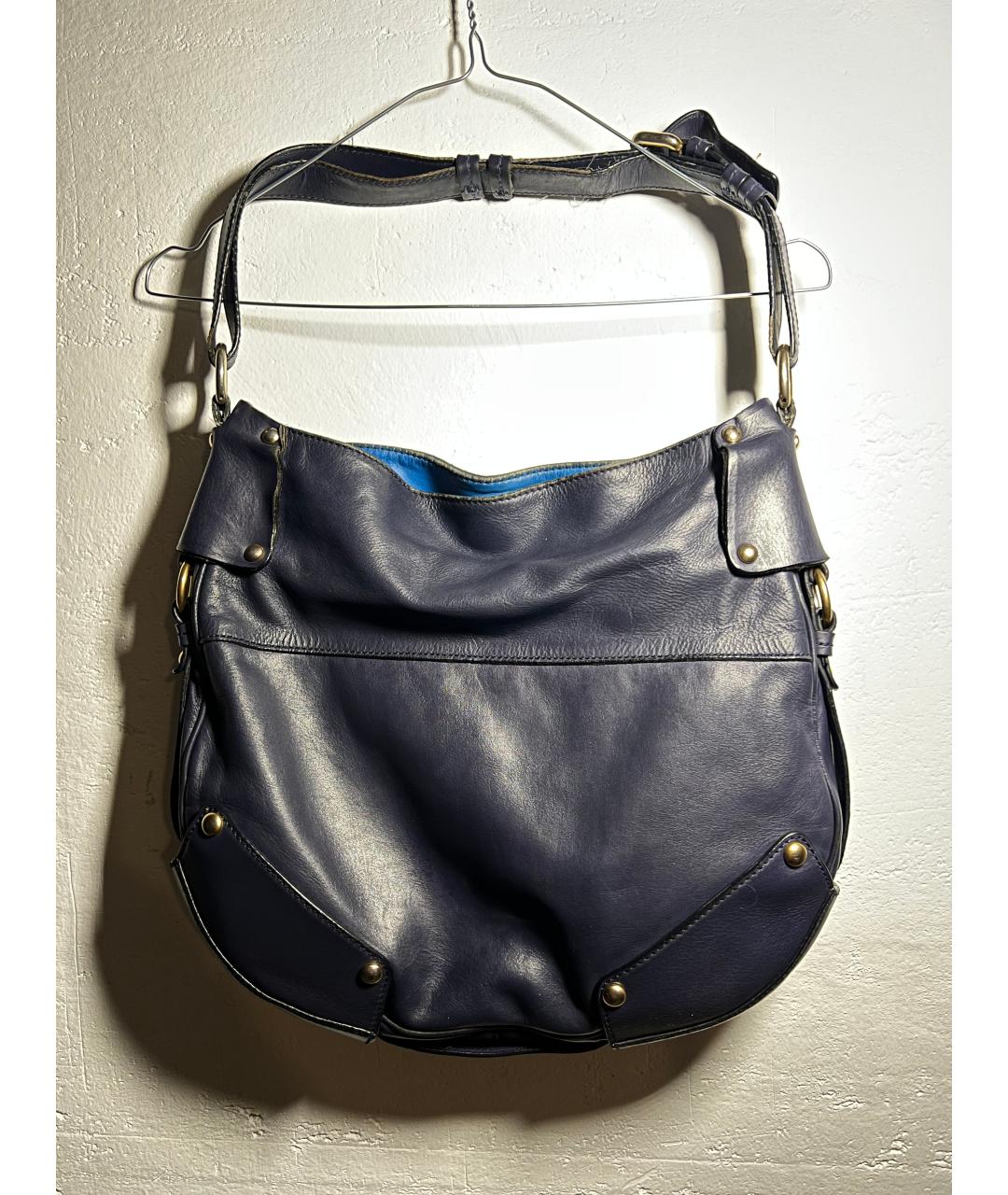 VERSACE Темно-синяя кожаная сумка через плечо, фото 3