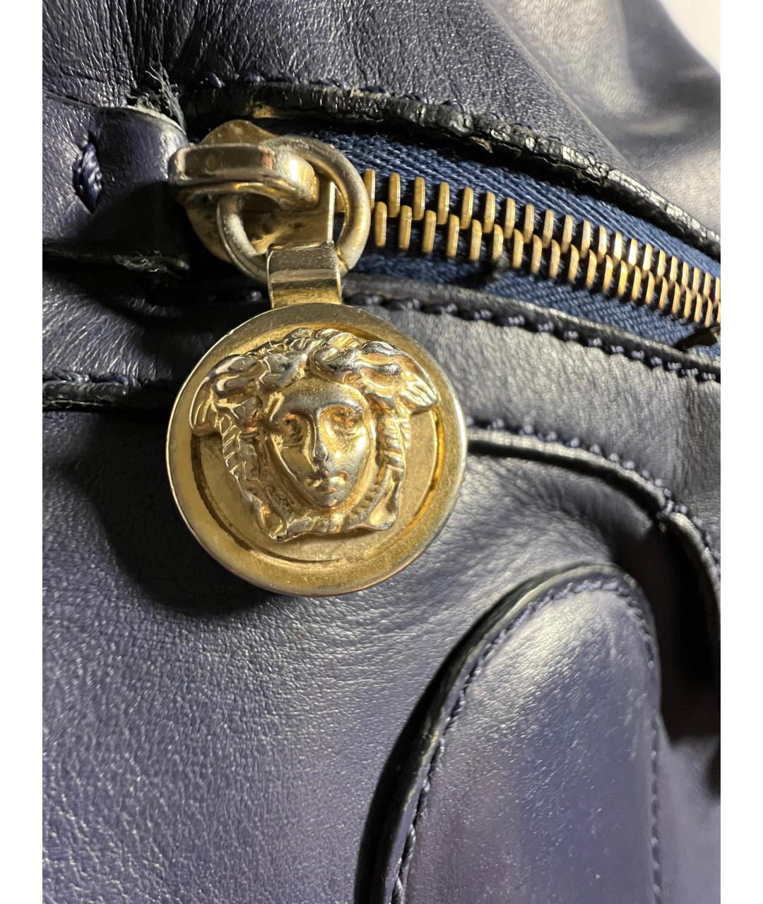 VERSACE Темно-синяя кожаная сумка через плечо, фото 6