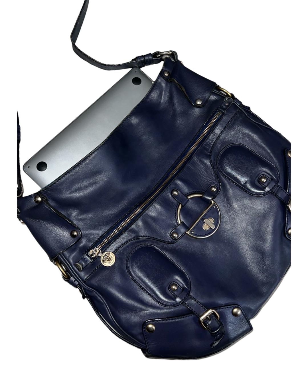 VERSACE Темно-синяя кожаная сумка через плечо, фото 2