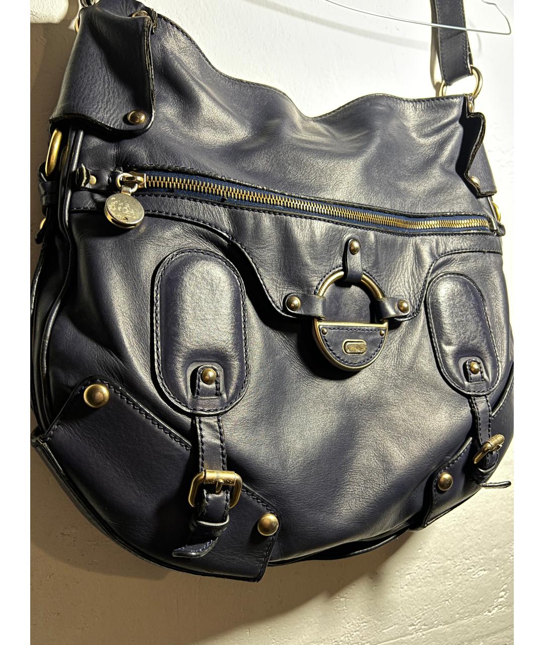 VERSACE Темно-синяя кожаная сумка через плечо, фото 4