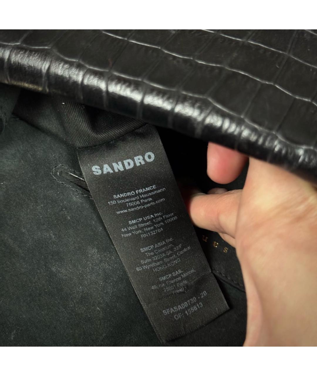 SANDRO Черная кожаная сумка через плечо, фото 5