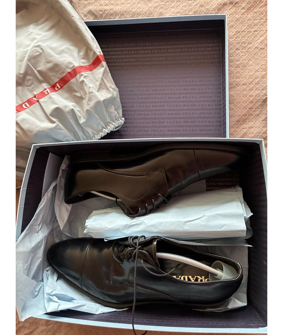 PRADA Черные кожаные туфли, фото 6