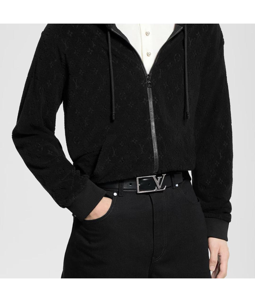 LOUIS VUITTON Черный кожаный ремень, фото 3