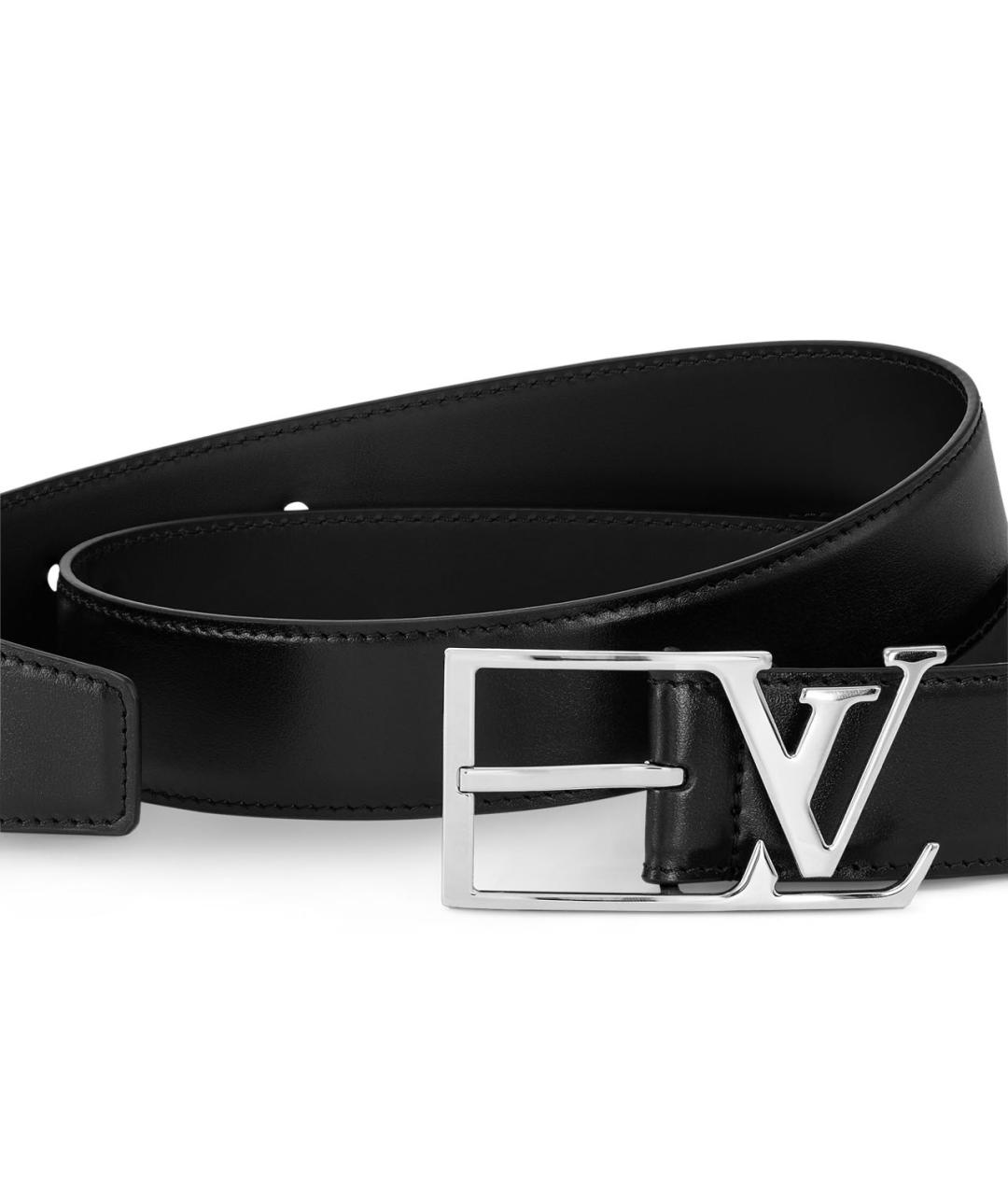 LOUIS VUITTON Черный кожаный ремень, фото 2