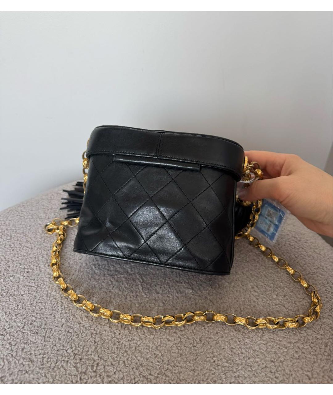 CHANEL Черная кожаная сумка через плечо, фото 6