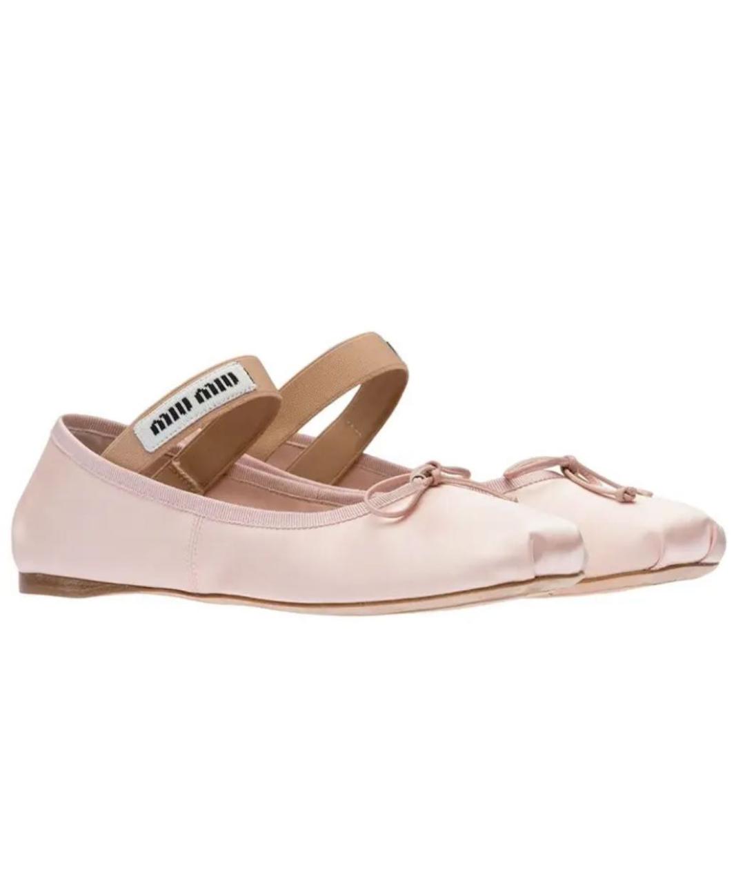 MIU MIU Розовые текстильные балетки, фото 5