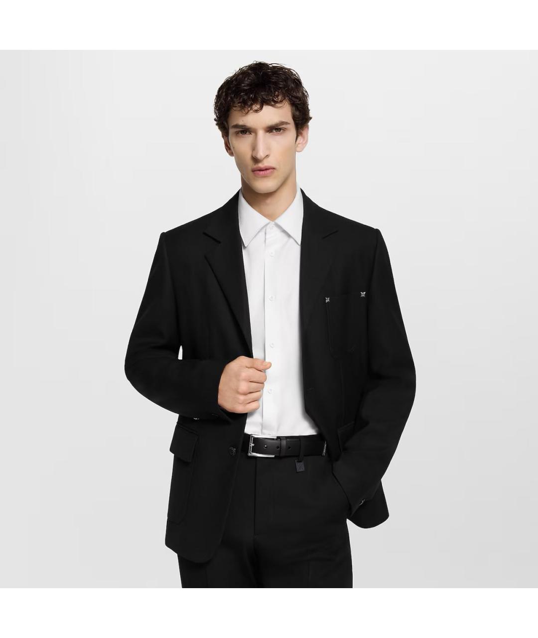 LOUIS VUITTON Черный кожаный ремень, фото 3