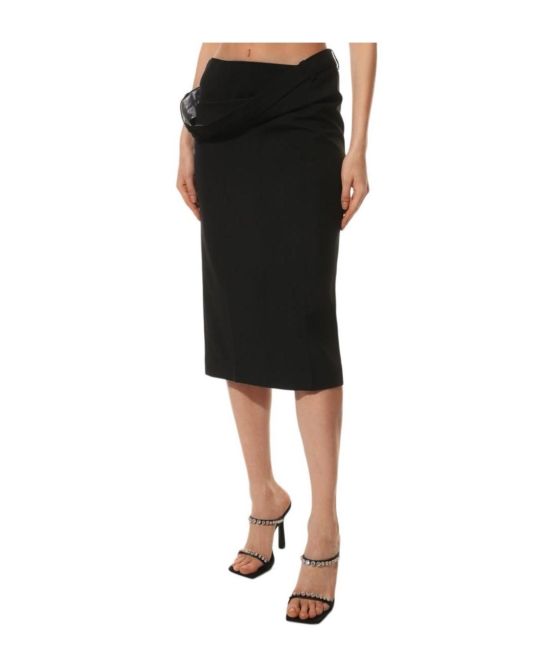 JACQUEMUS Черная шерстяная юбка миди, фото 3