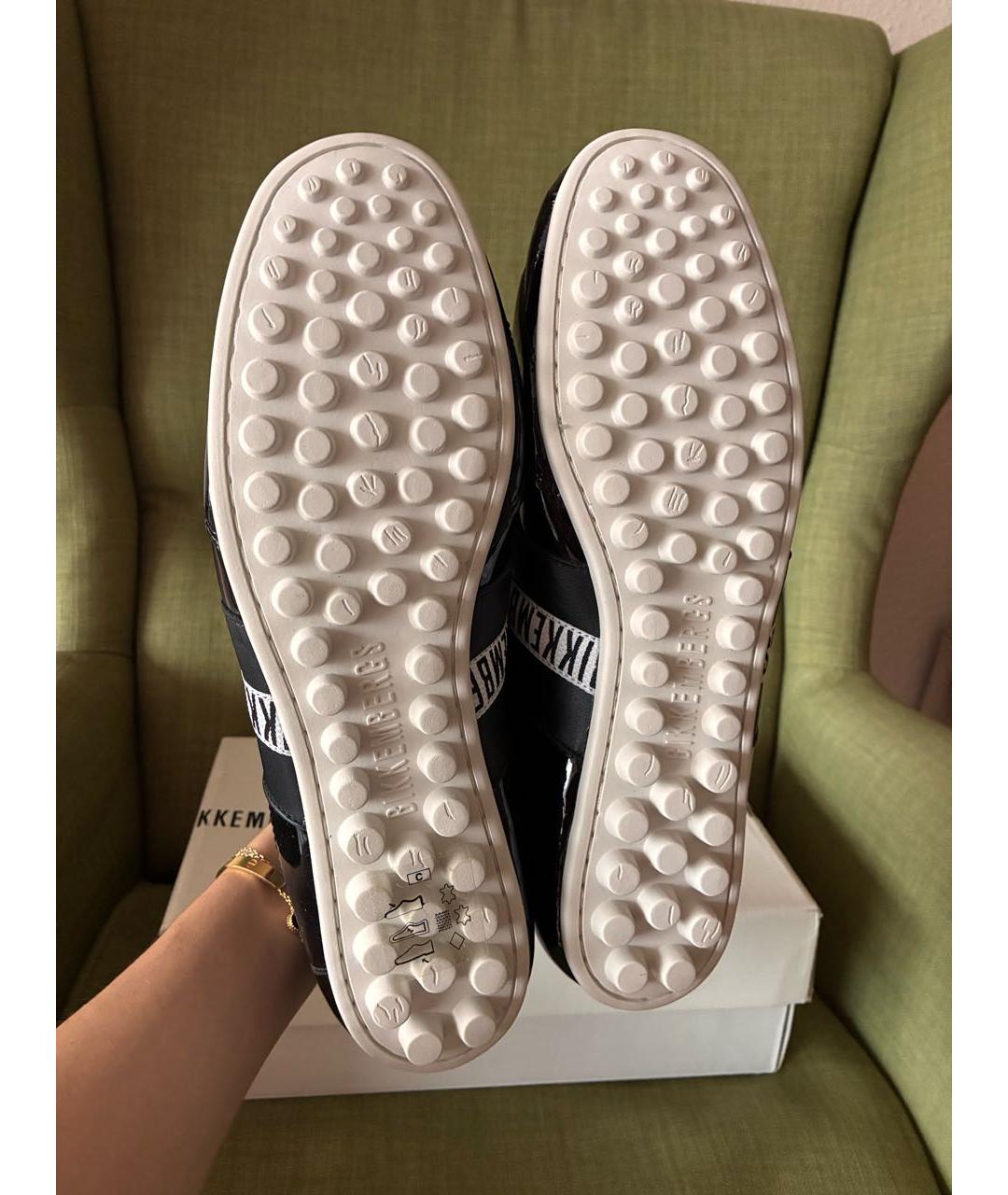 BIKKEMBERGS Черные кожаные низкие кроссовки / кеды, фото 6