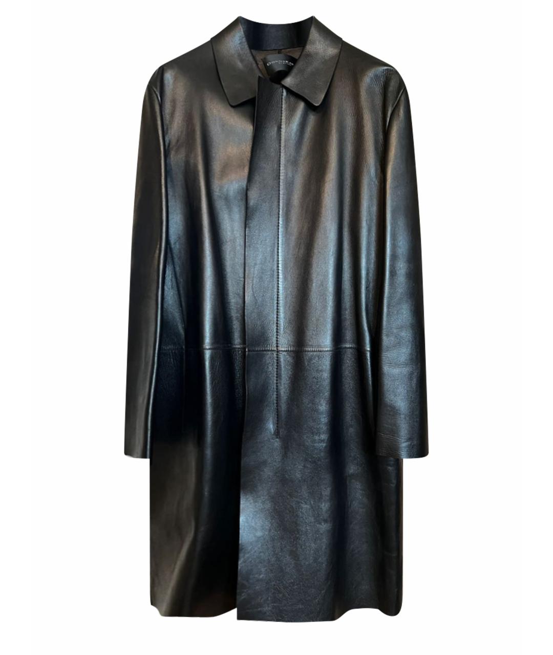 DKNY Черное кожаное пальто, фото 1