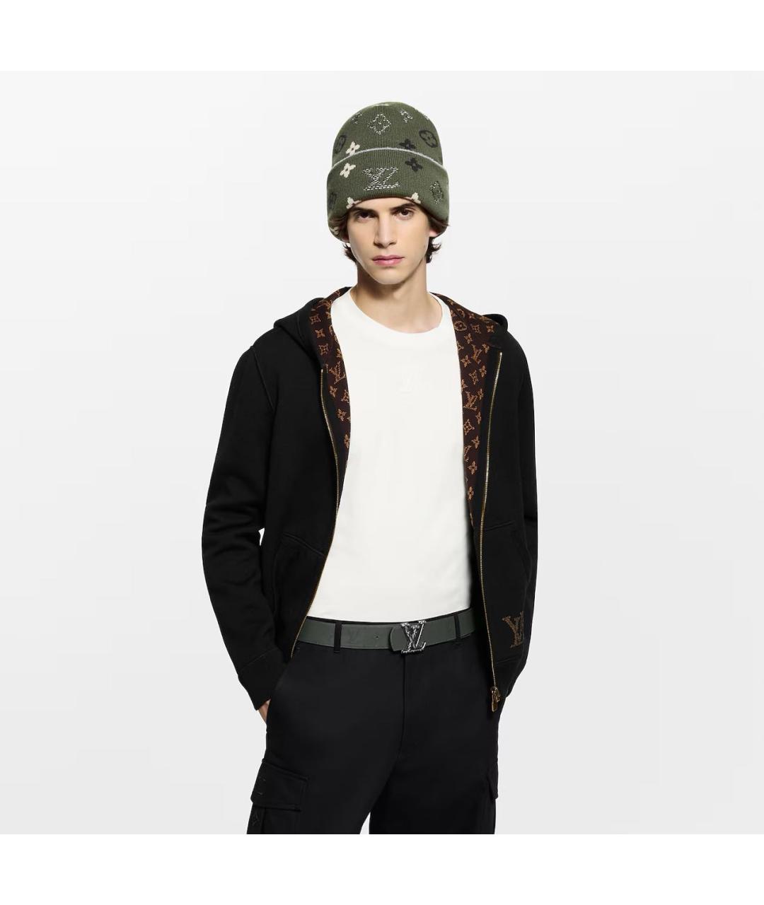 LOUIS VUITTON Черный кожаный ремень, фото 4