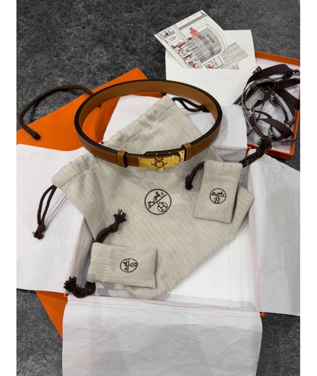 HERMES Коричневый кожаный ремень, фото 2