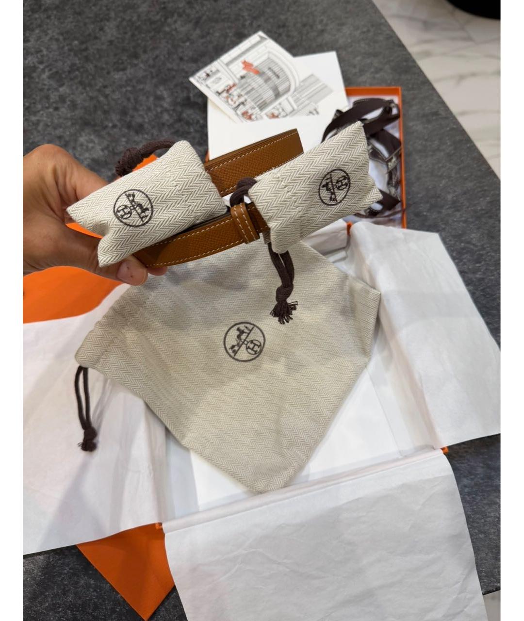 HERMES Коричневый кожаный ремень, фото 3