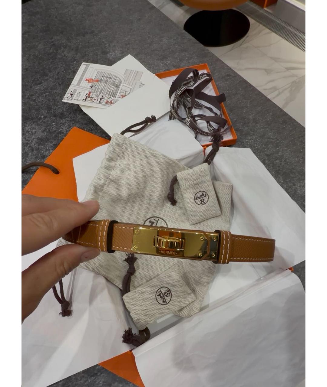 HERMES Коричневый кожаный ремень, фото 4