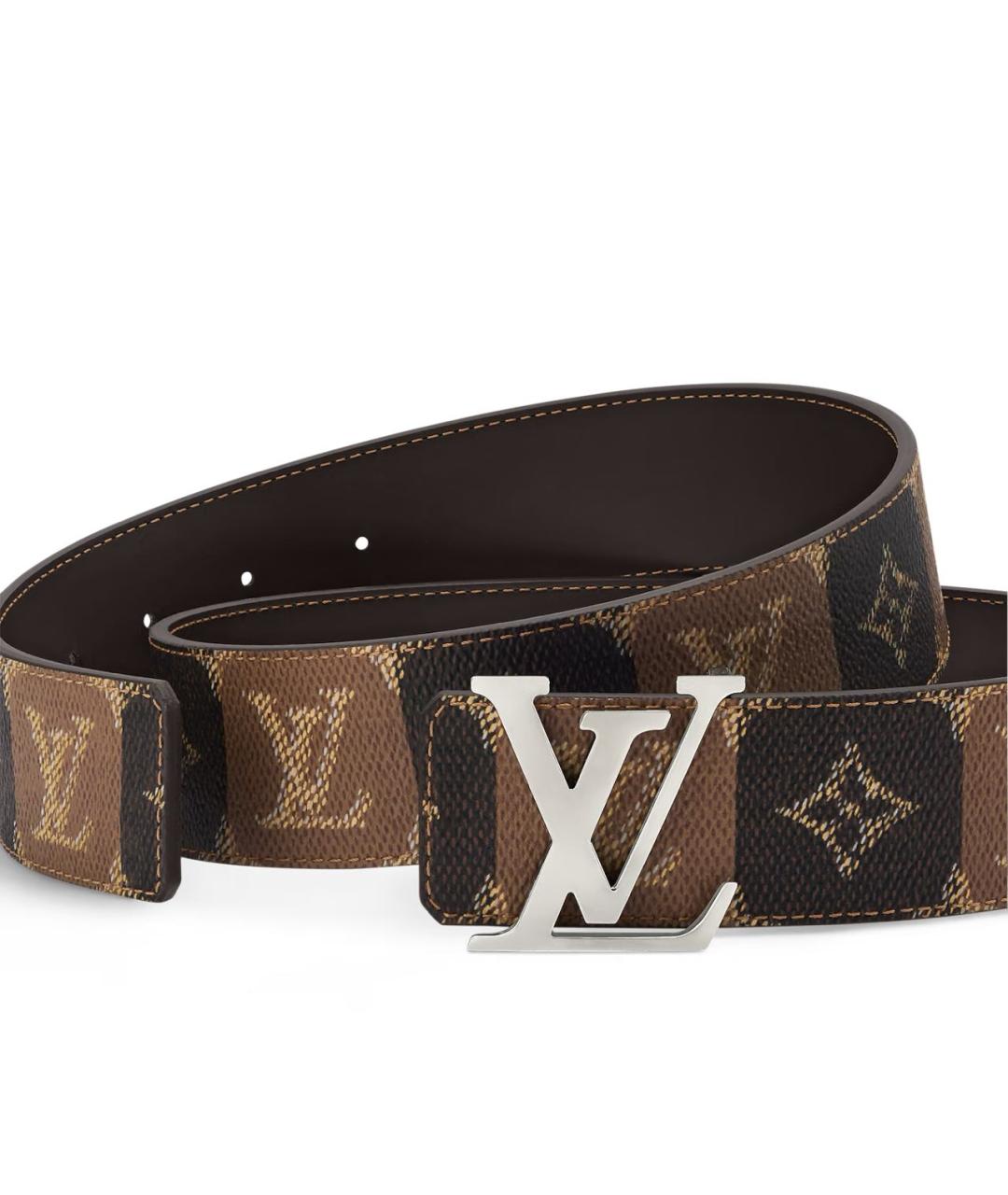 LOUIS VUITTON Коричневый кожаный ремень, фото 2