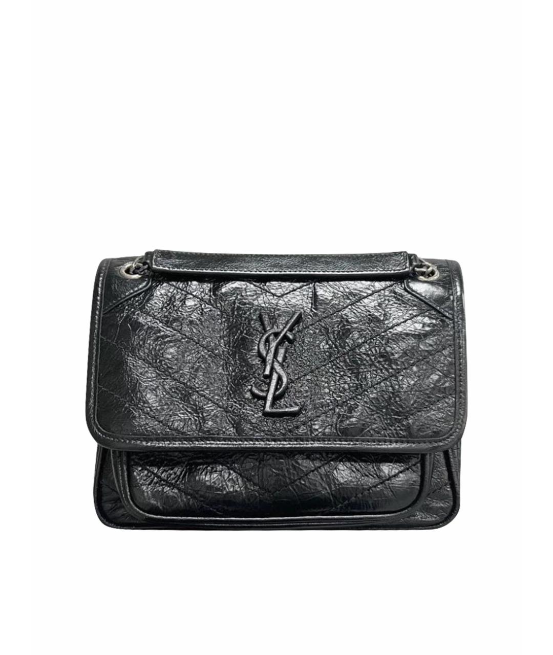 SAINT LAURENT Черная кожаная сумка через плечо, фото 1