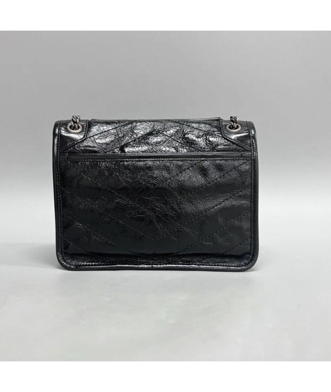 SAINT LAURENT Черная кожаная сумка через плечо, фото 2