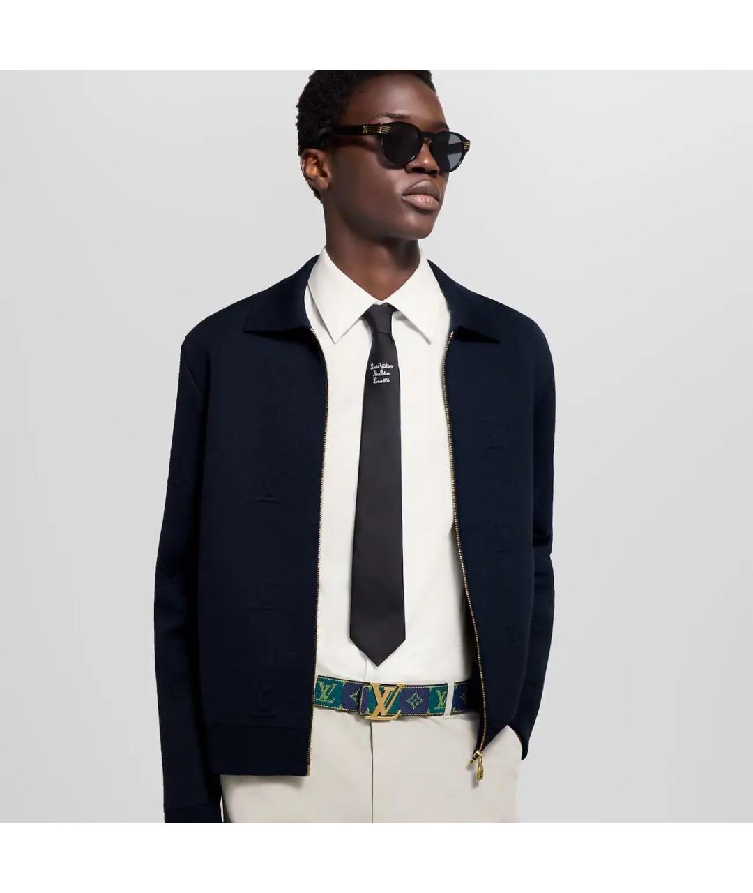 LOUIS VUITTON Темно-синий кожаный ремень, фото 5