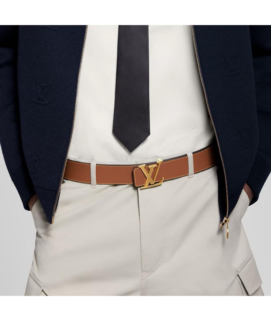 LOUIS VUITTON Темно-синий кожаный ремень, фото 4