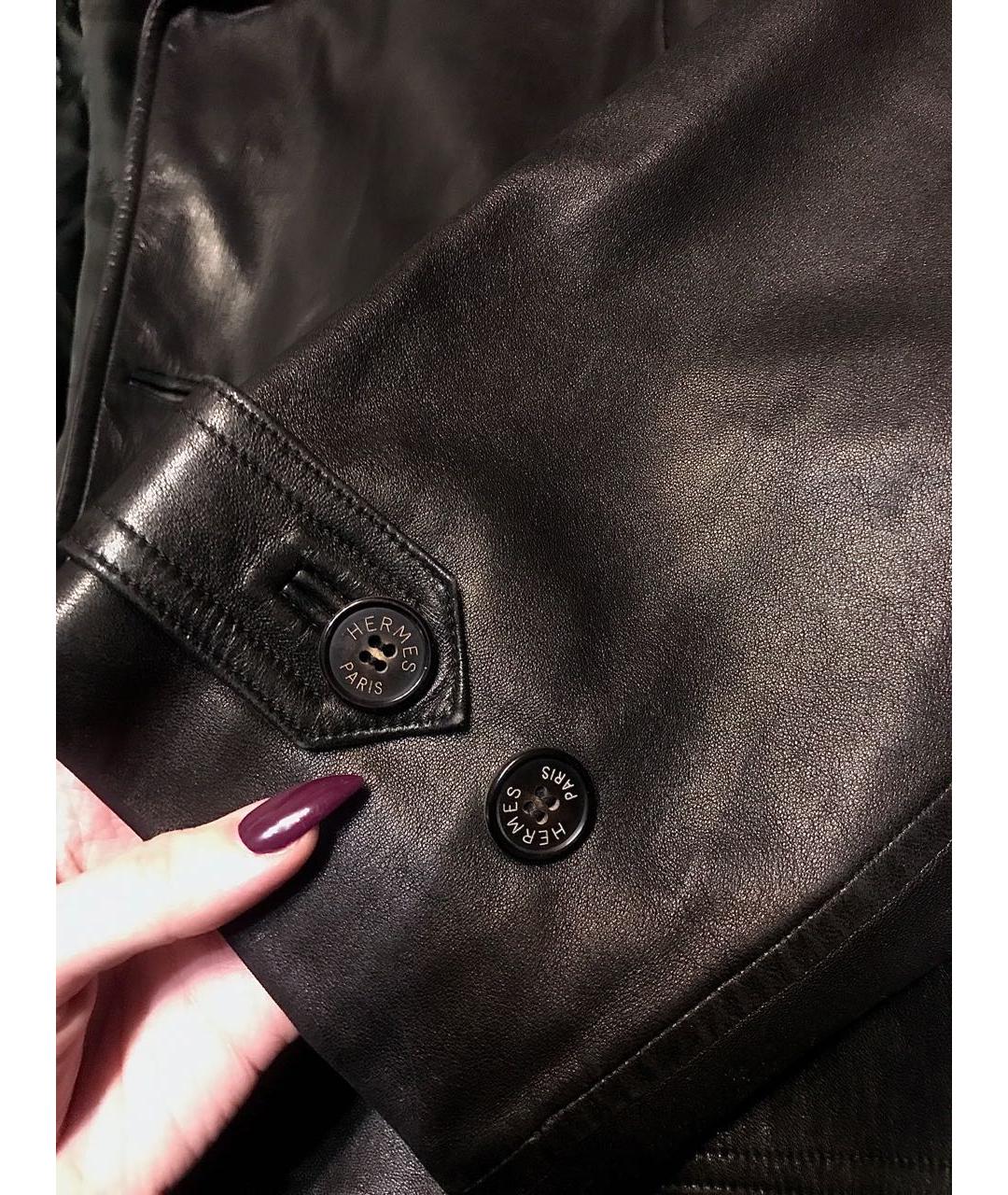 HERMES Черная кожаная куртка, фото 8