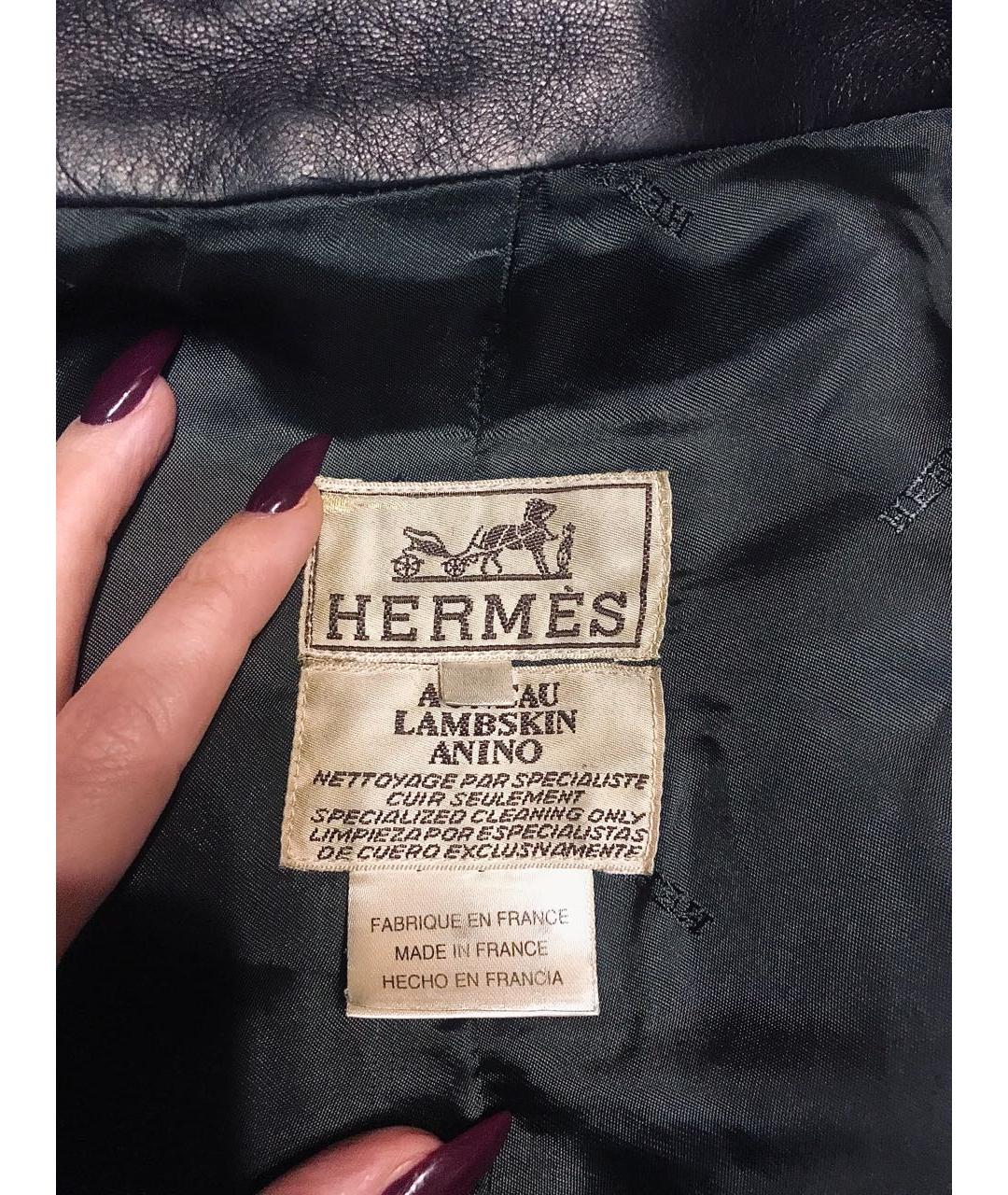 HERMES Черная кожаная куртка, фото 3