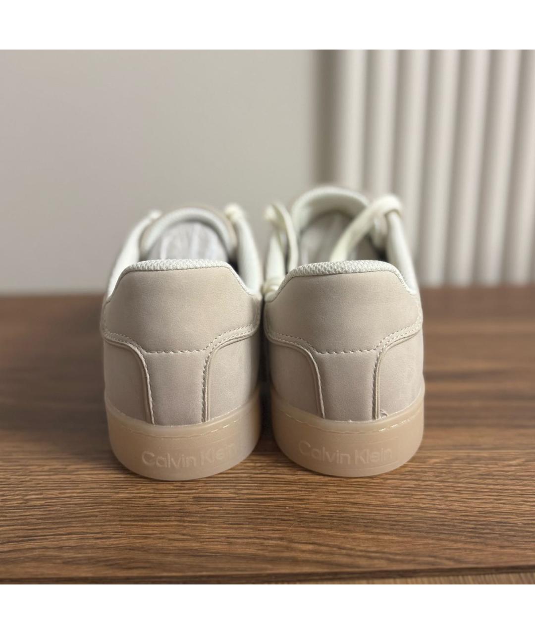 CALVIN KLEIN Бежевые кеды из искусственной кожи, фото 4