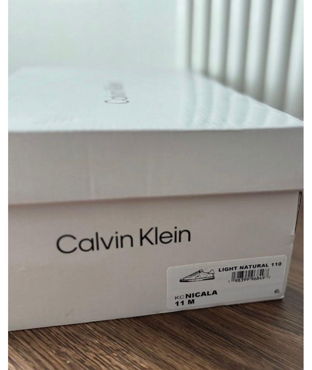 CALVIN KLEIN Бежевые кеды из искусственной кожи, фото 6