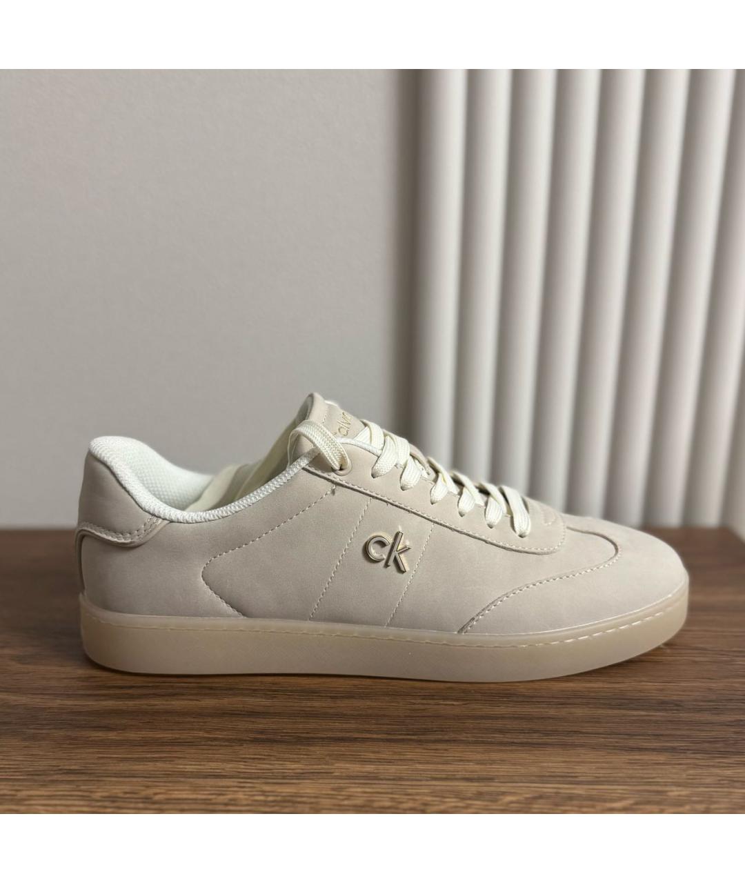 CALVIN KLEIN Бежевые кеды из искусственной кожи, фото 7