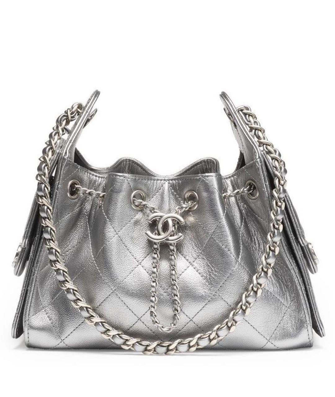 CHANEL Серебряная кожаная сумка через плечо, фото 2