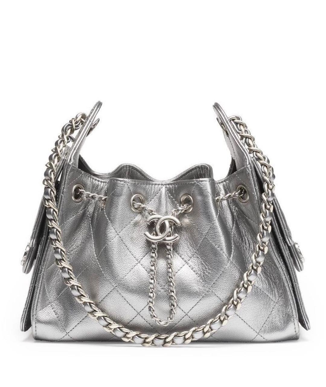 CHANEL Серебряная кожаная сумка через плечо, фото 3