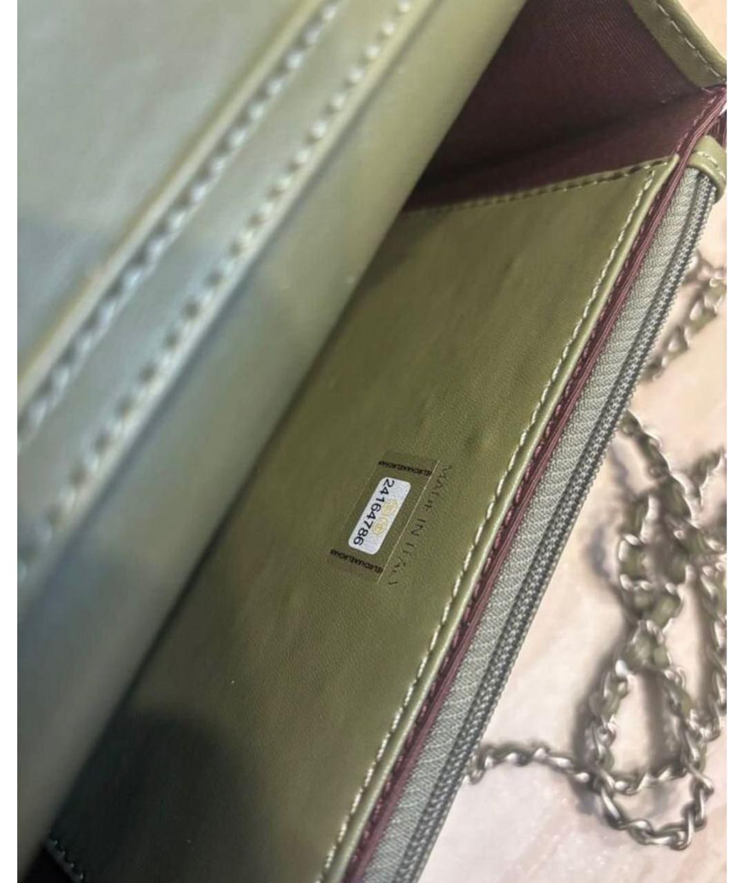 CHANEL Хаки кожаная сумка через плечо, фото 6