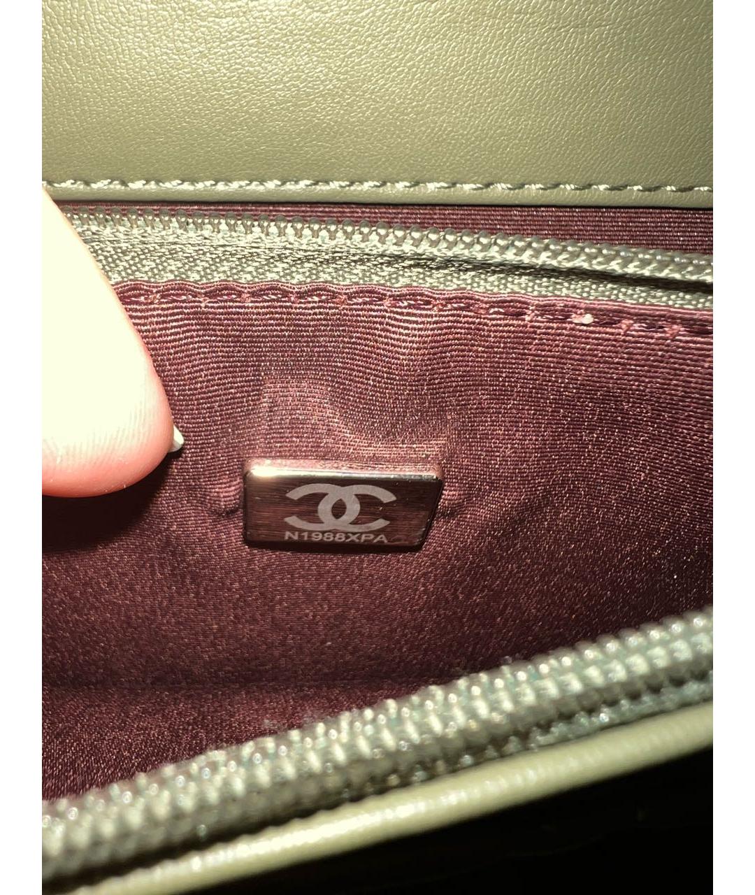 CHANEL Хаки кожаная сумка через плечо, фото 5