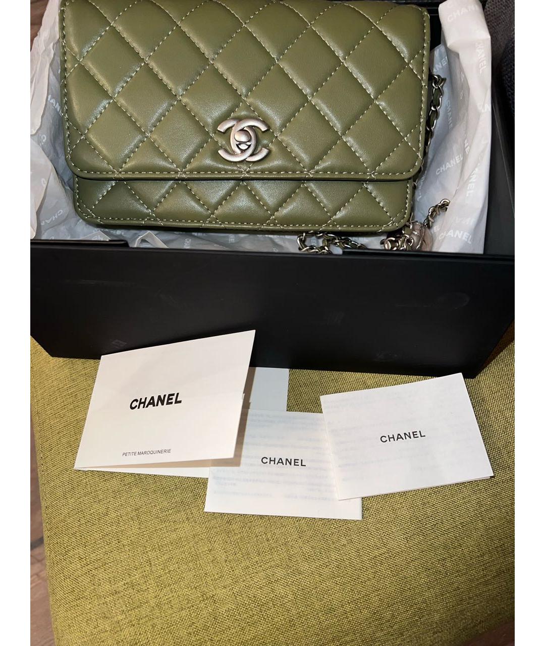 CHANEL Хаки кожаная сумка через плечо, фото 3