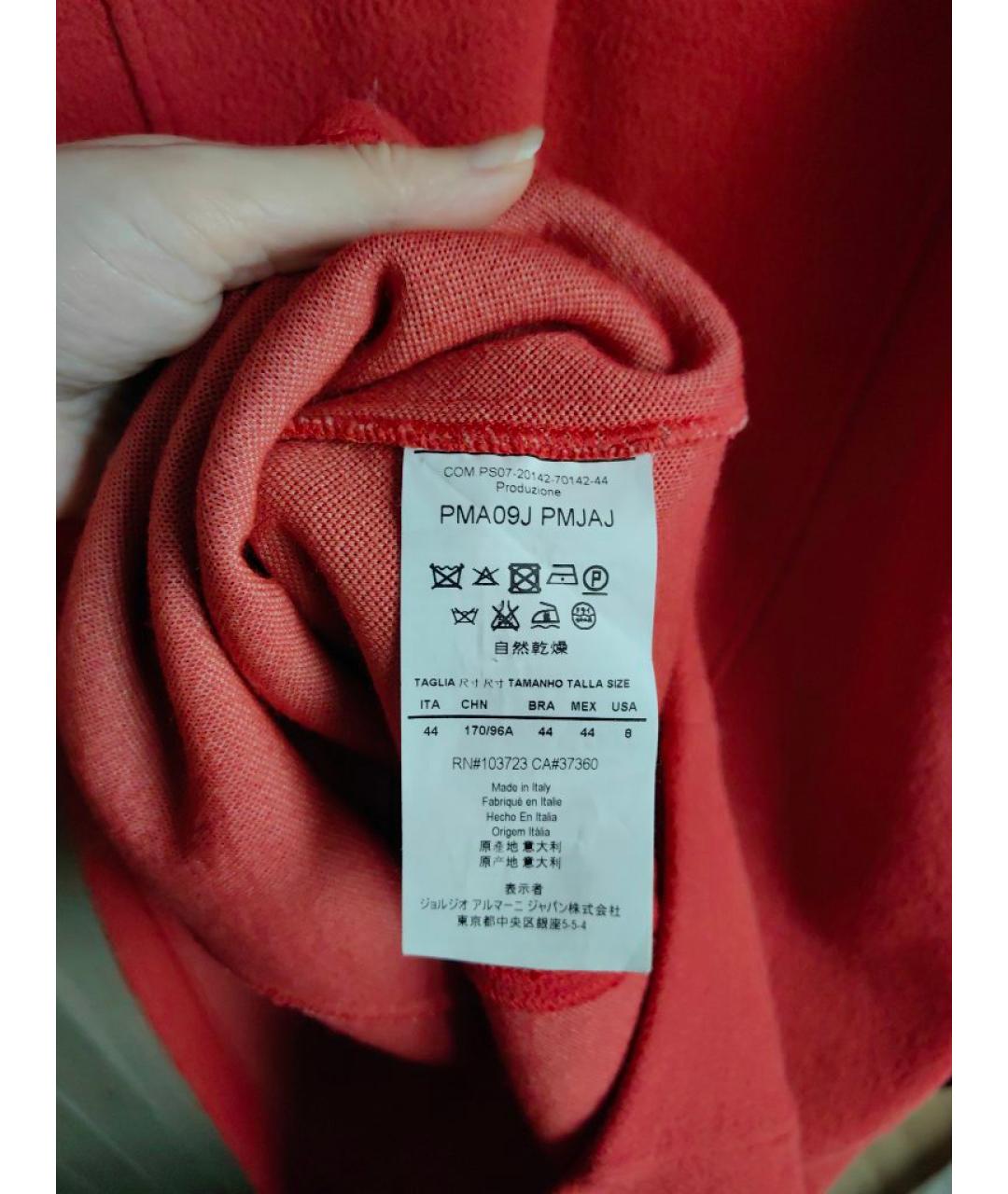 ARMANI COLLEZIONI Красное хлопковое повседневное платье, фото 4