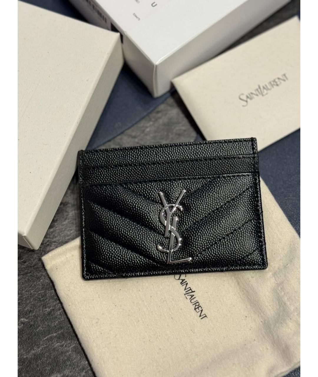 SAINT LAURENT Черный кожаный кардхолдер, фото 2