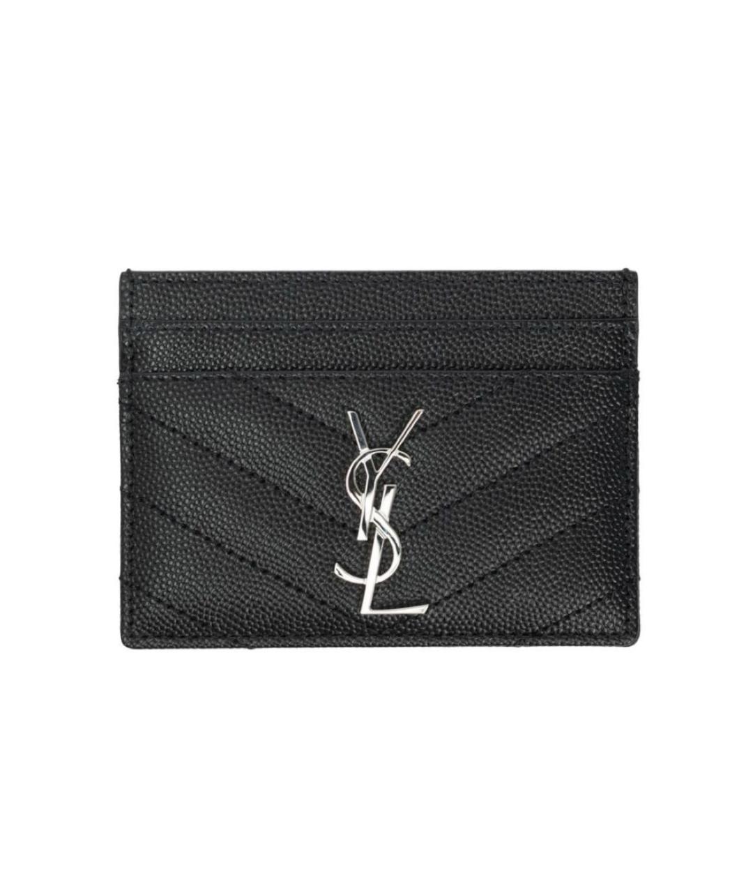 SAINT LAURENT Черный кожаный кардхолдер, фото 2