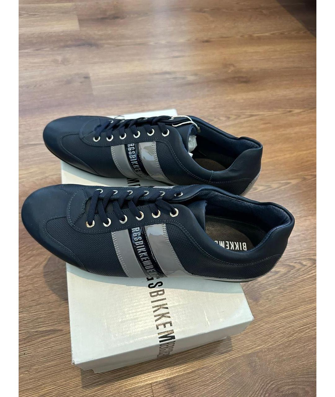 BIKKEMBERGS Черные кожаные низкие кроссовки / кеды, фото 4