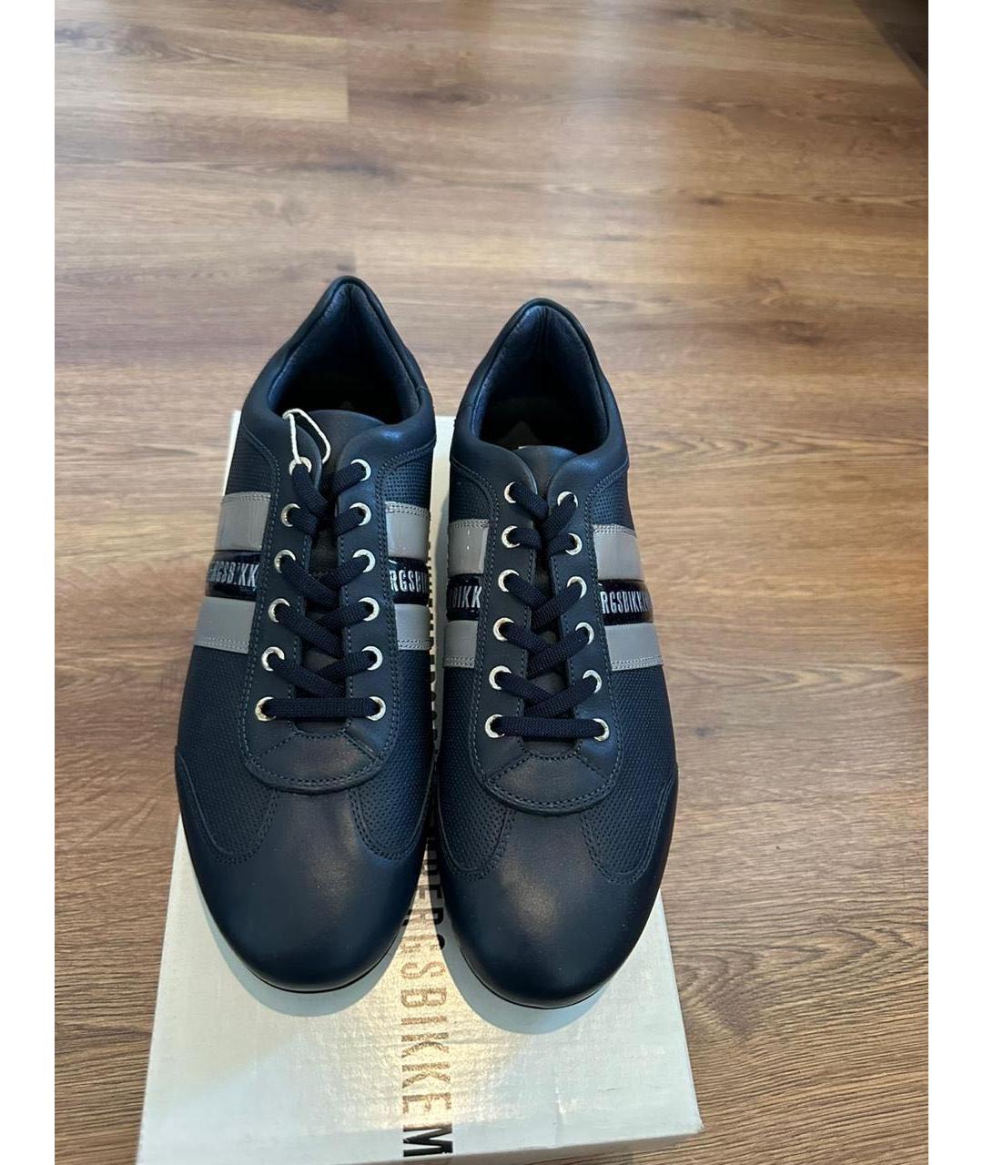 BIKKEMBERGS Черные кожаные низкие кроссовки / кеды, фото 3