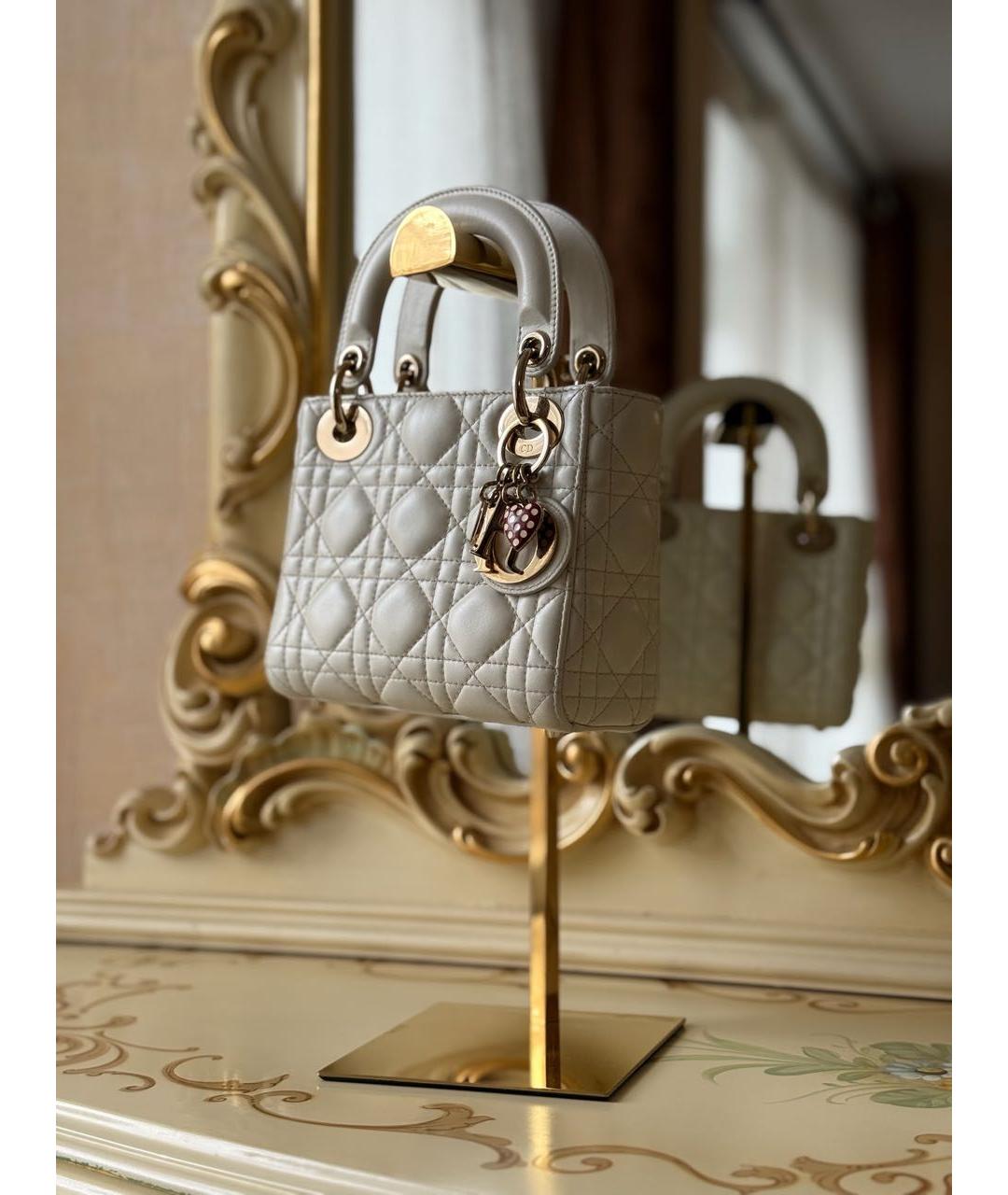 CHRISTIAN DIOR Белая кожаная сумка с короткими ручками, фото 3