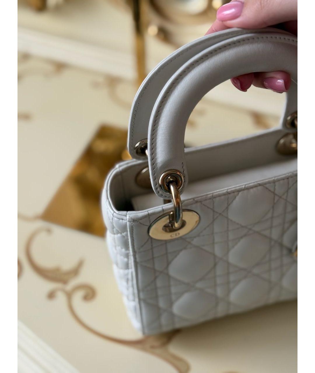 CHRISTIAN DIOR Белая кожаная сумка с короткими ручками, фото 7