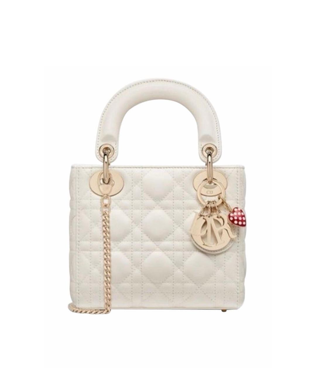 CHRISTIAN DIOR Белая кожаная сумка с короткими ручками, фото 1