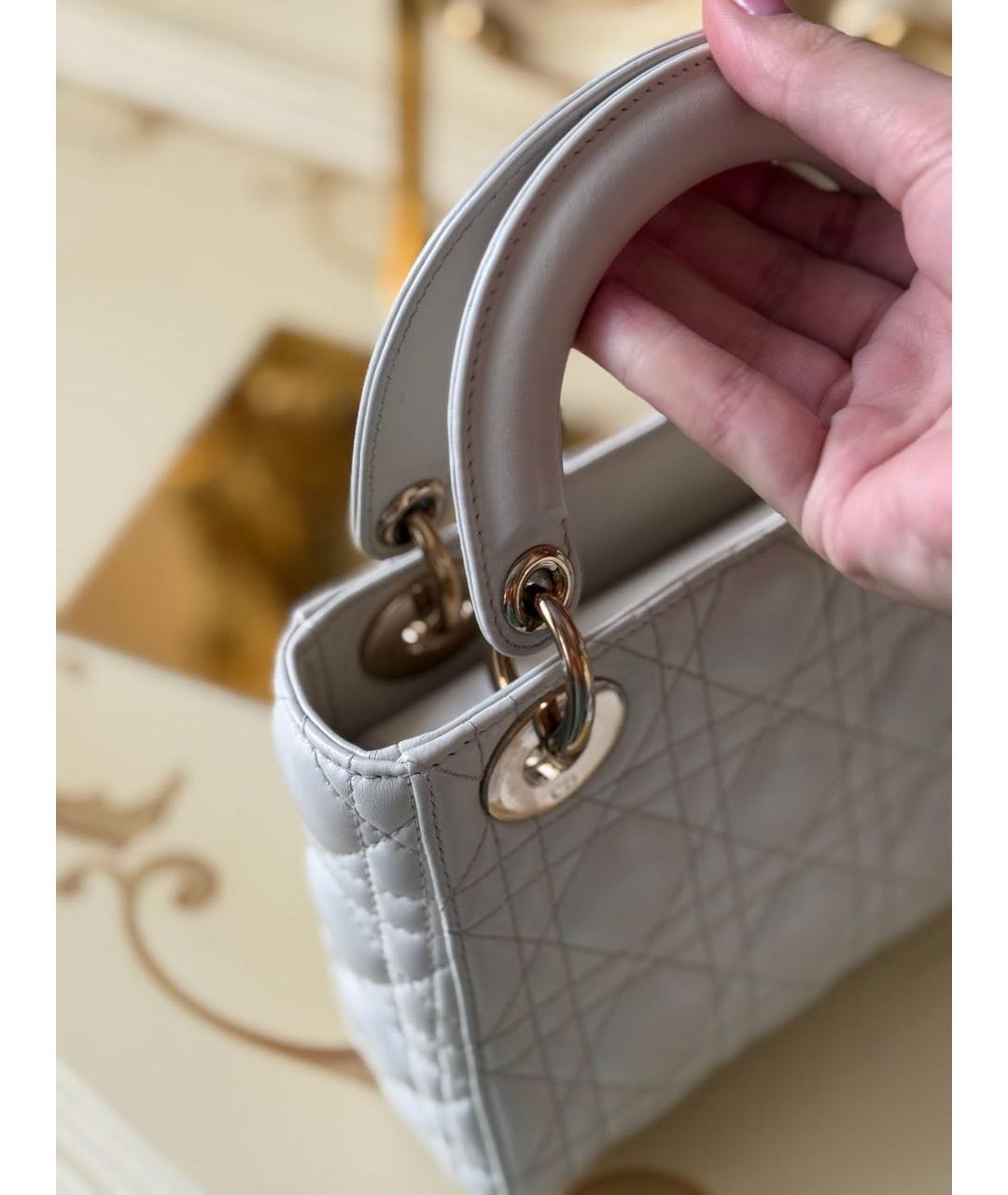 CHRISTIAN DIOR Белая кожаная сумка с короткими ручками, фото 8
