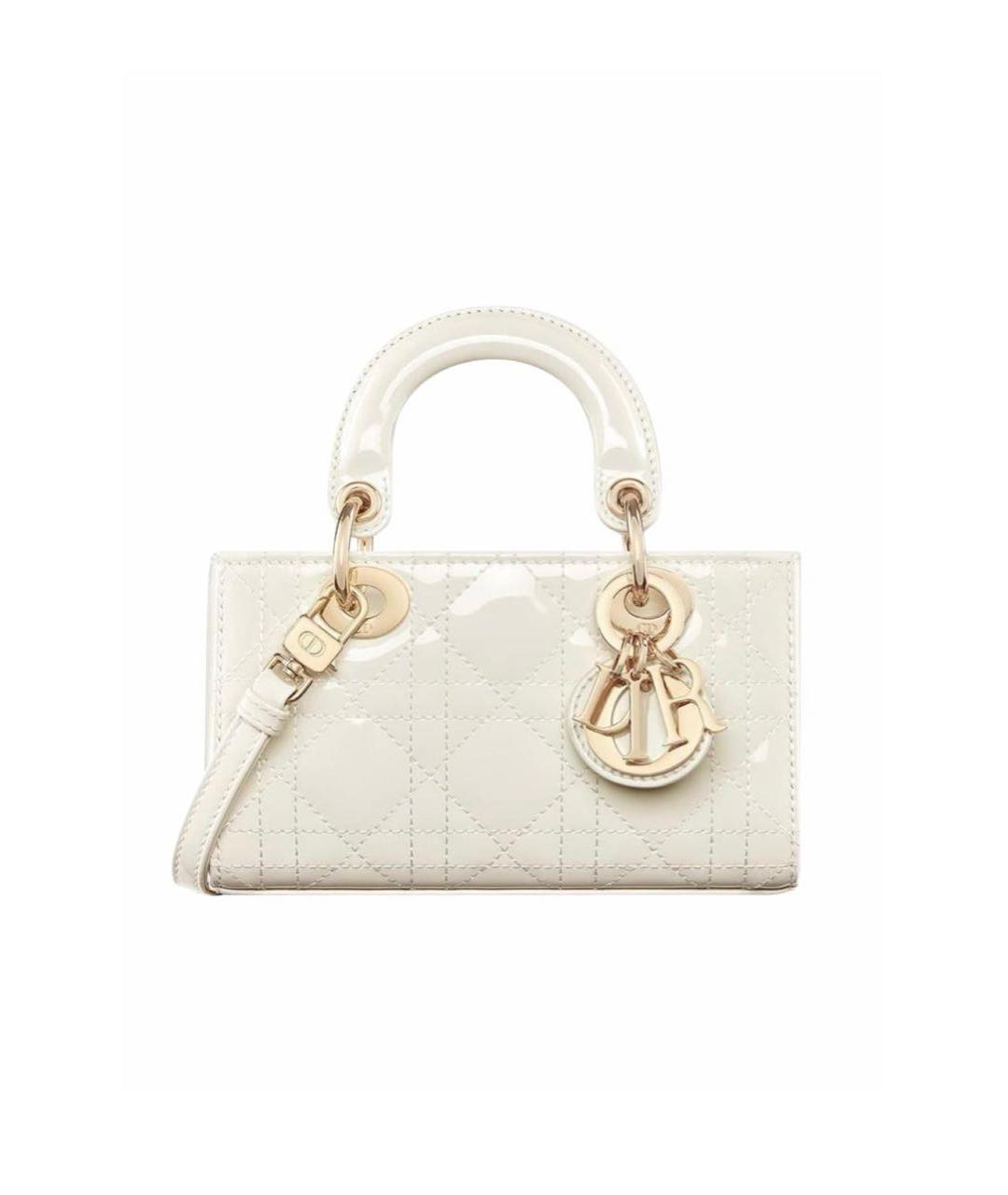 CHRISTIAN DIOR Белая сумка с короткими ручками из лакированной кожи, фото 9