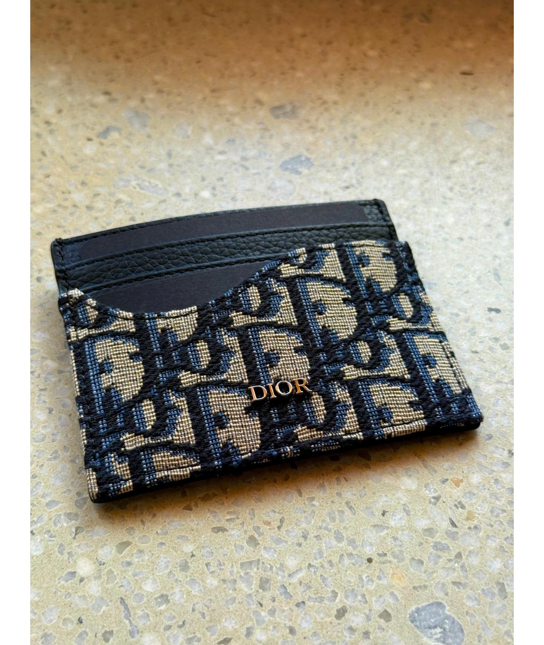 CHRISTIAN DIOR Синий кожаный кардхолдер, фото 2