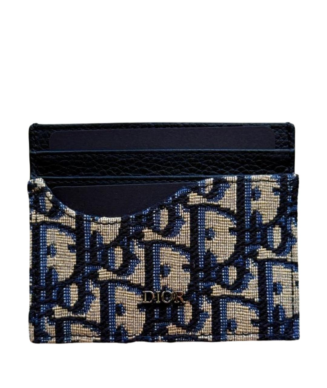 CHRISTIAN DIOR Синий кожаный кардхолдер, фото 1
