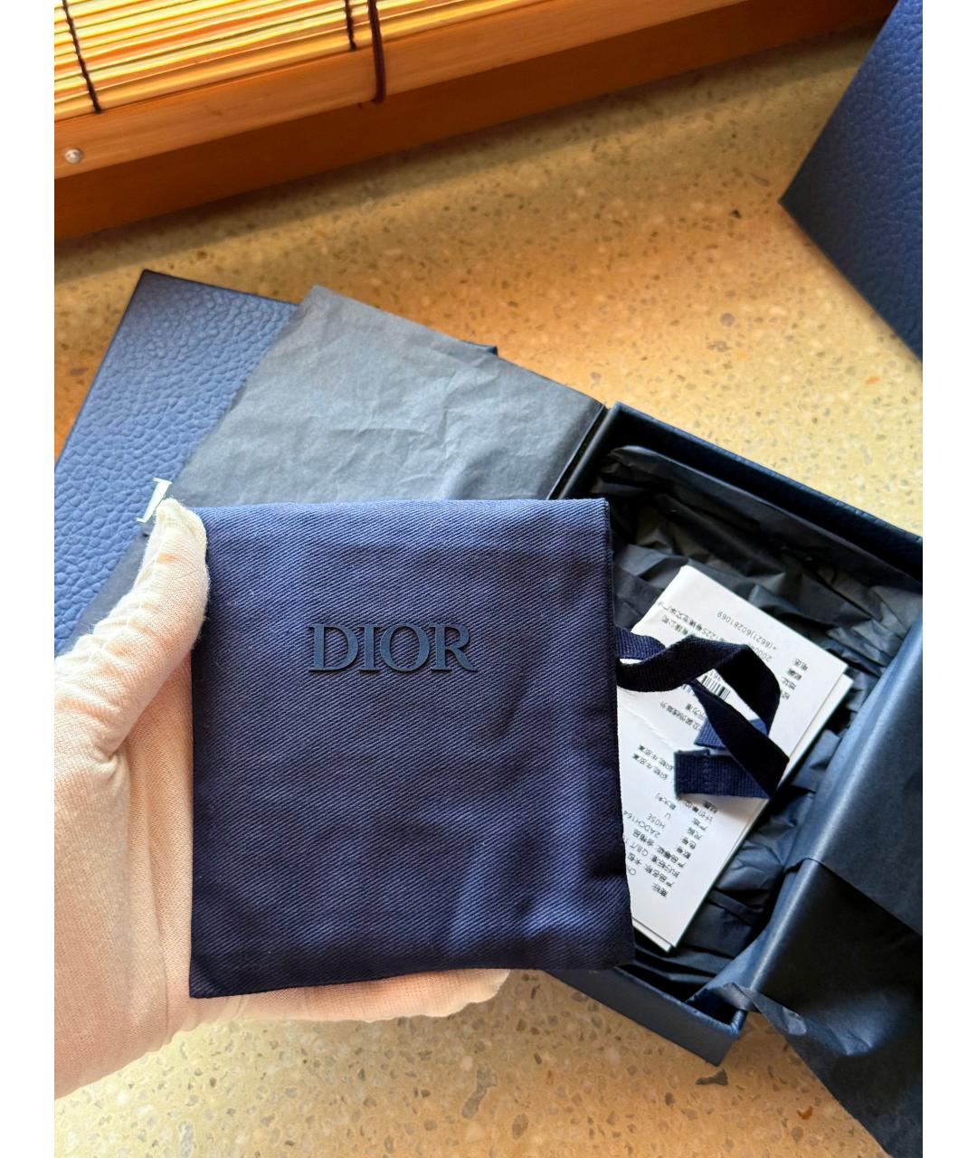 CHRISTIAN DIOR Синий кожаный кардхолдер, фото 6