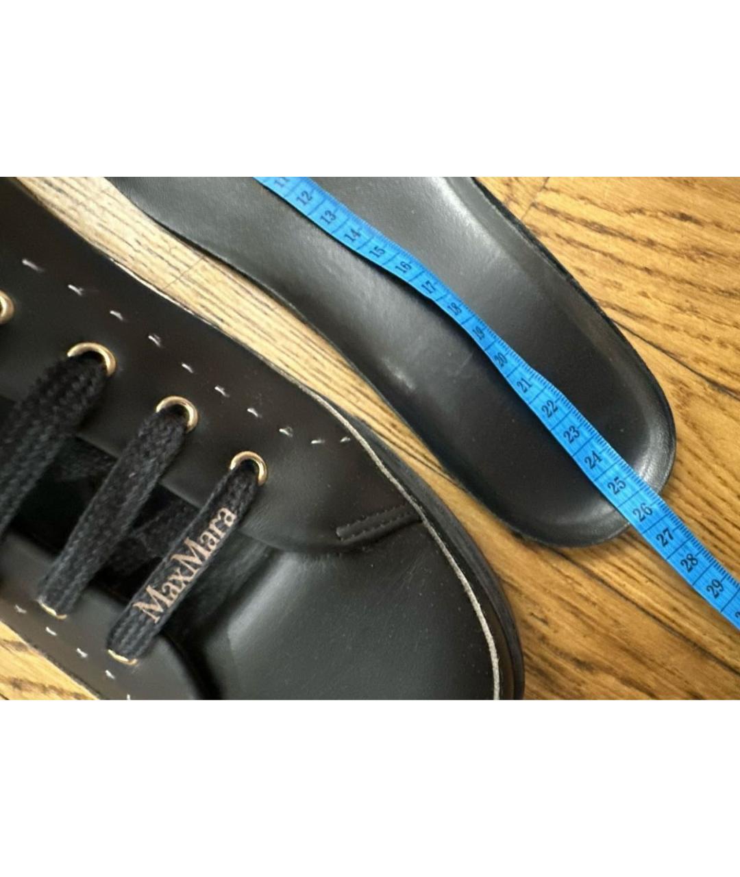 MAX MARA Черные кожаные кроссовки, фото 7