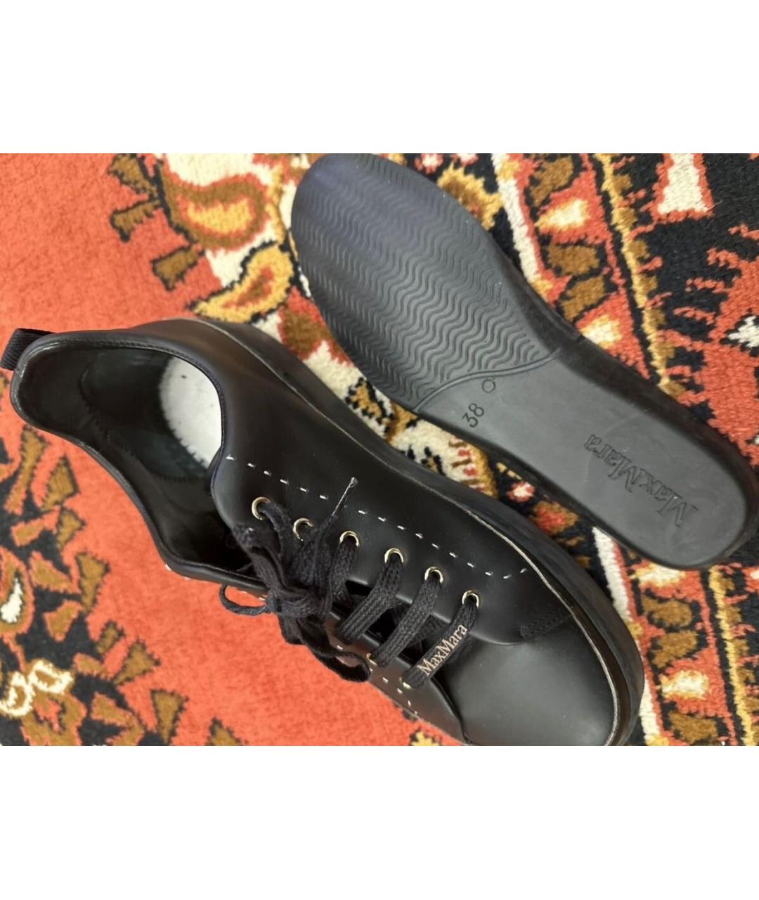 MAX MARA Черные кожаные кроссовки, фото 6