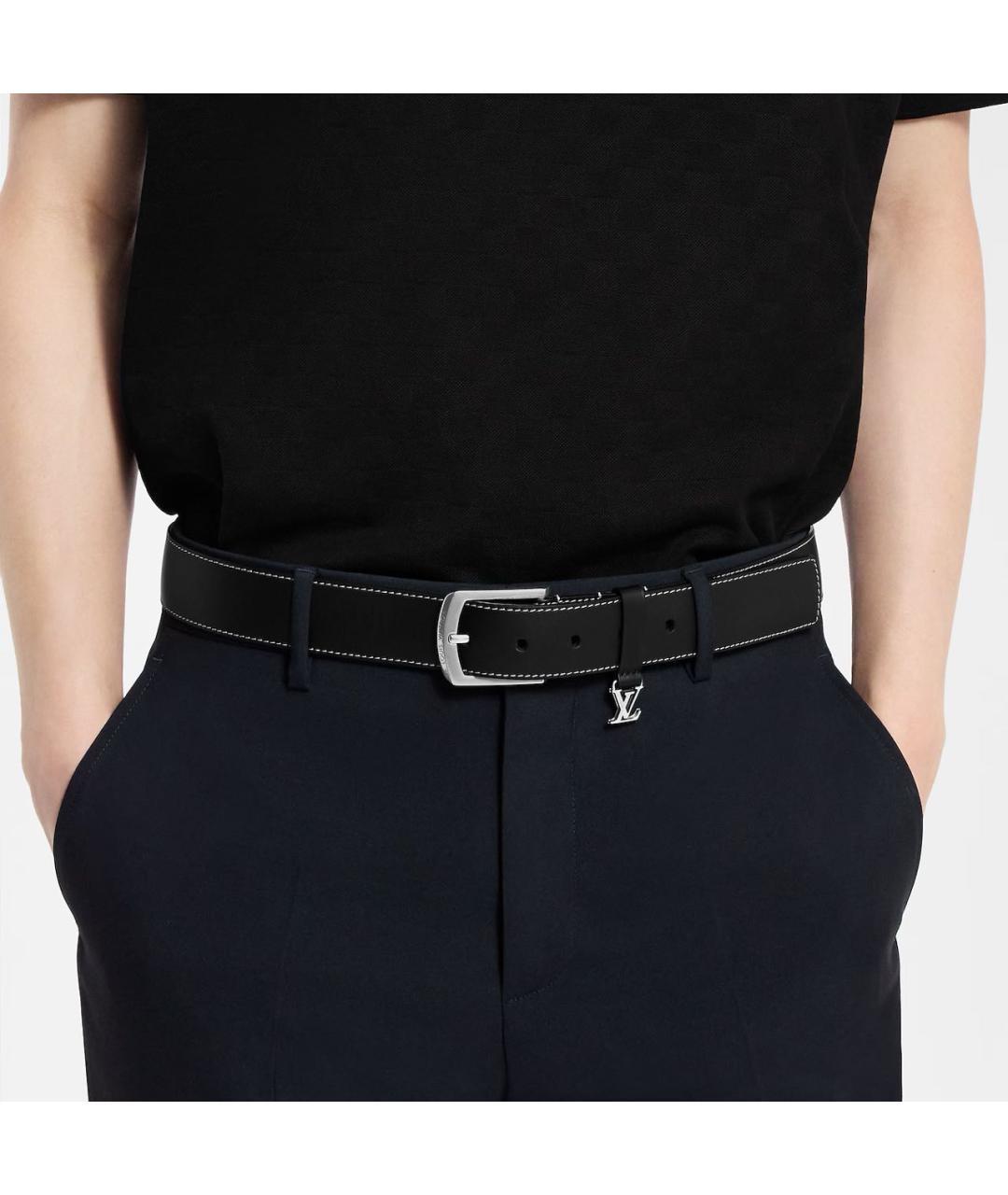 LOUIS VUITTON Черный кожаный ремень, фото 3