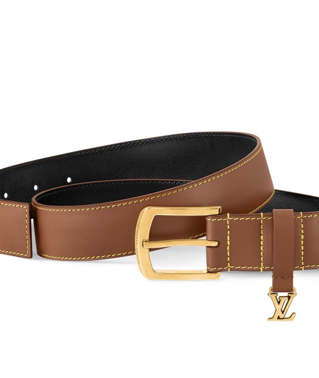 LOUIS VUITTON Коричневый кожаный ремень, фото 2